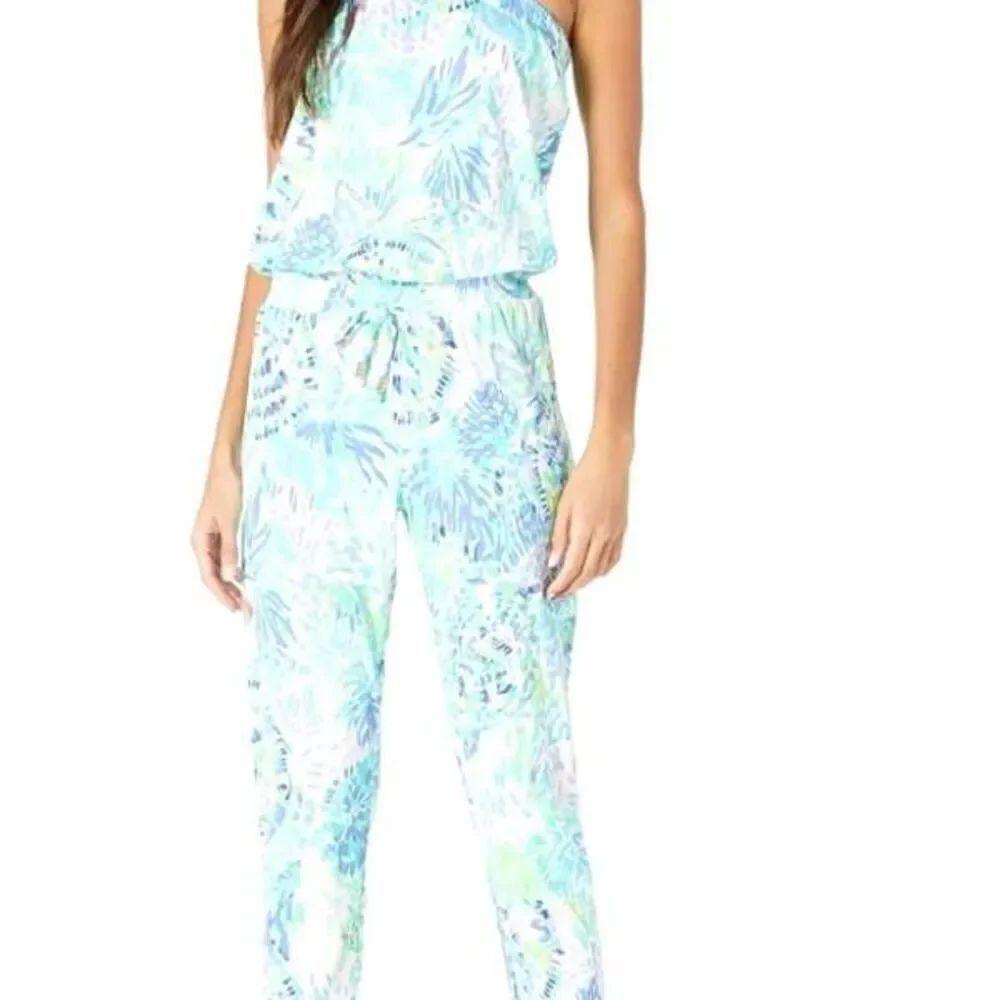 Lilly Pulitzer Keely Jumpsuit in shell of party sz Large